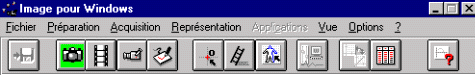 Barre des menus du logiciel IMAGE II